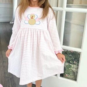 Like New-  Pink & White Turkey Dress For Your Girl- Size 4